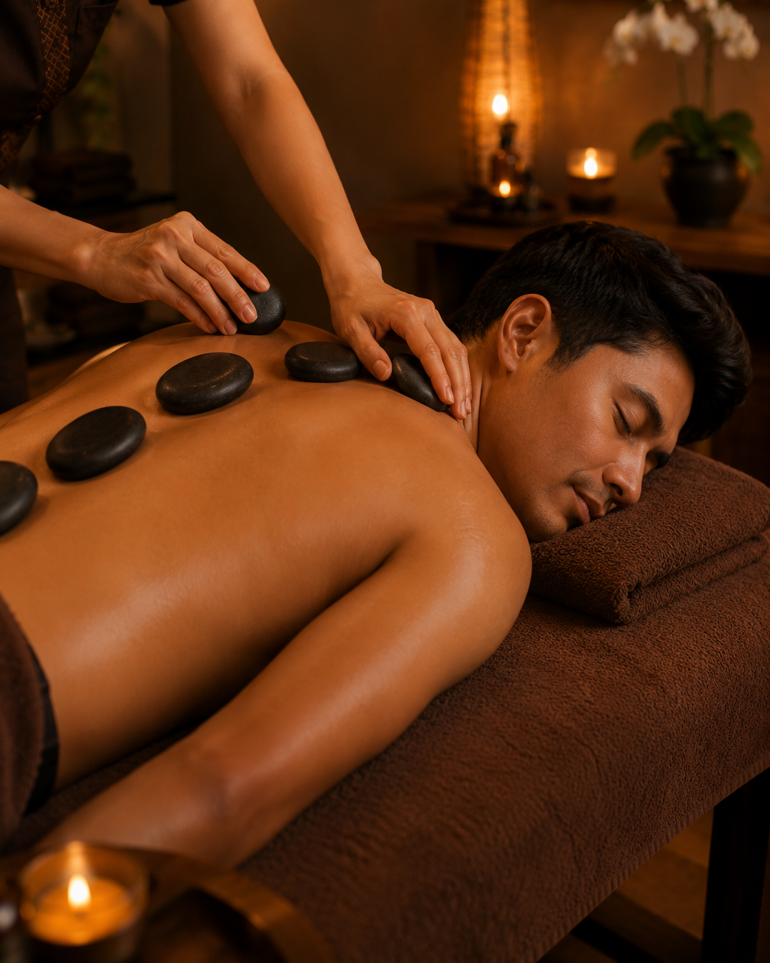 Hot stone-massasje hos Sawasdee